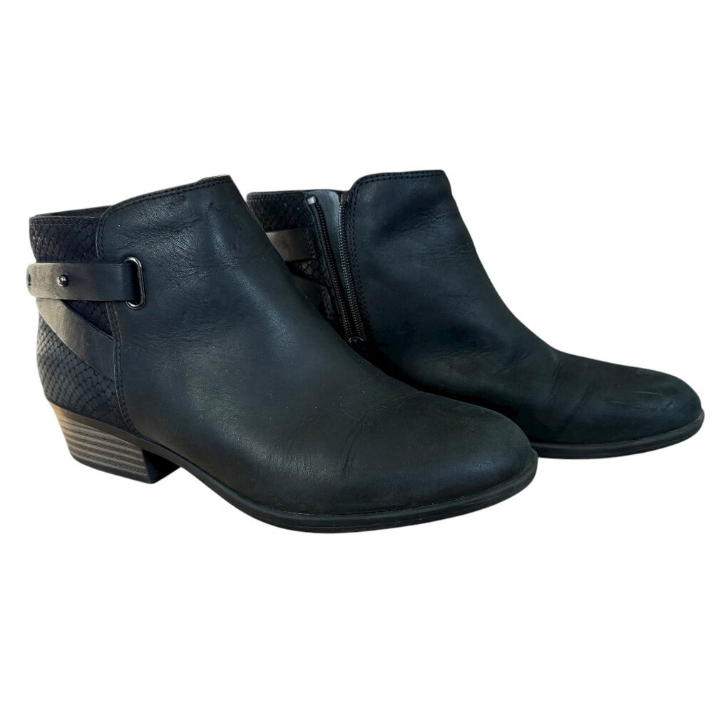Clarks Ultimate Comfort Collection black leather side zip ankle boots size 6 1/2